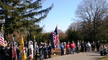 Assembled along walkway-Flags