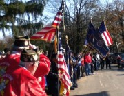 Flags at walkway - tighter shot