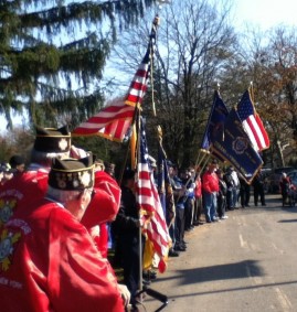 Flags at walkway - tighter shot